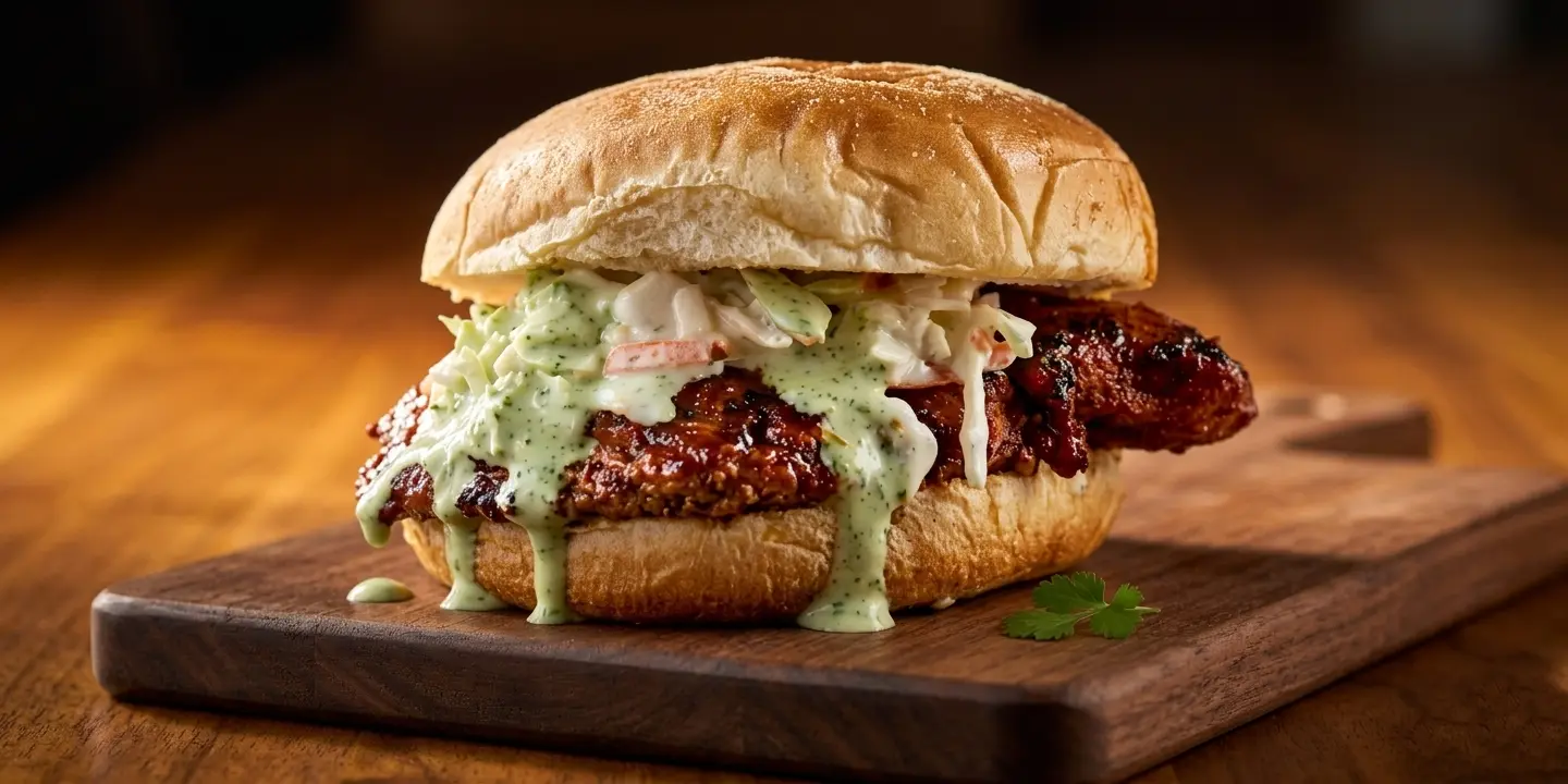 Tandoori Spicy Chicken Sandwich at Meat The Bun Edmonton – breaded chicken ancho aioli